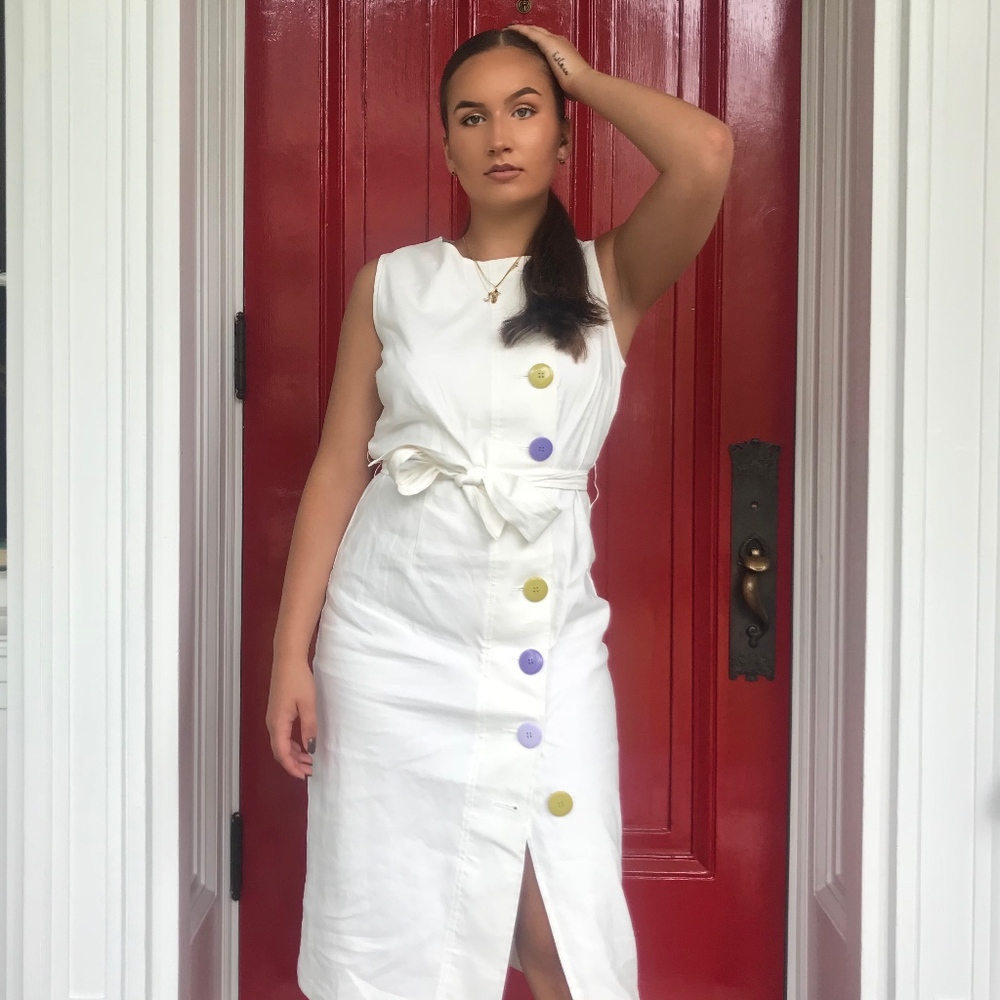 White Dress with Statement buttons